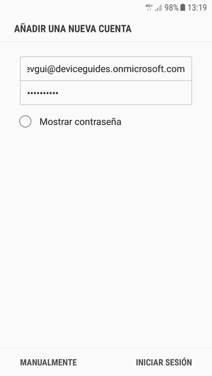 Introduzca su Dirección de correo electrónico y Contraseña. Seleccione MANUALMENTE