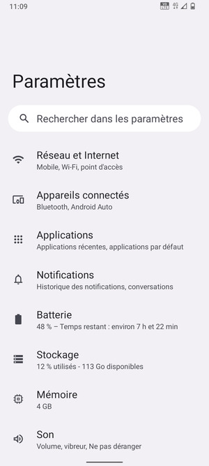 Sélectionnez Réseau et Internet