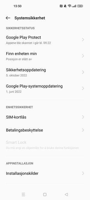 Bla til og velg  SIM-kortlås