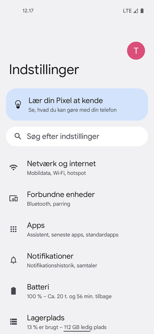 Vælg Netværk og internet