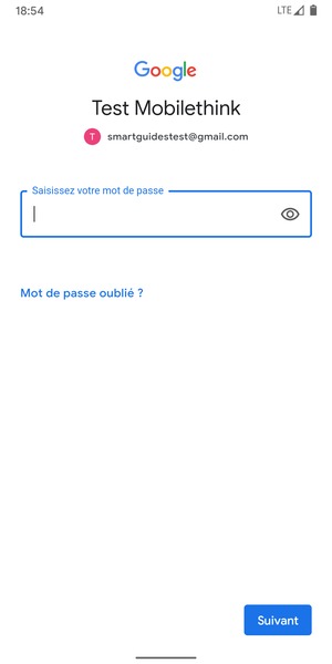 Saisissez votre mot de passe et sélectionnez Suivant