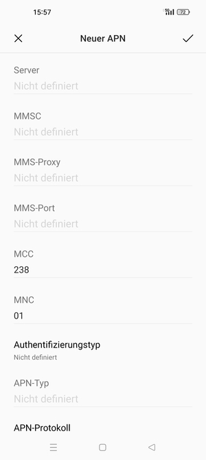 Scrollen Sie nach unten und geben Sie Internetinformationen ein