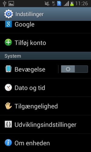 Scroll til og vælg Om enheden