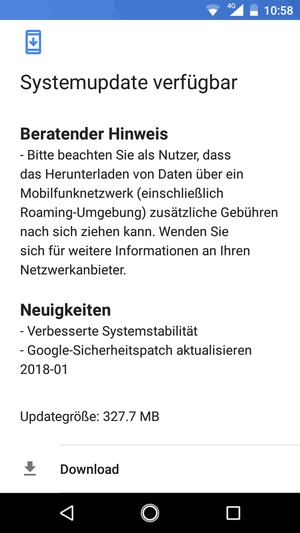 Falls Ihr Handy nicht aktualisiert ist, folgen Sie den Anweisungen auf dem Bildschirm.