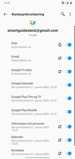 Din informasjon blir synkronisert