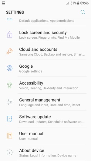 Scroll to and select Software update