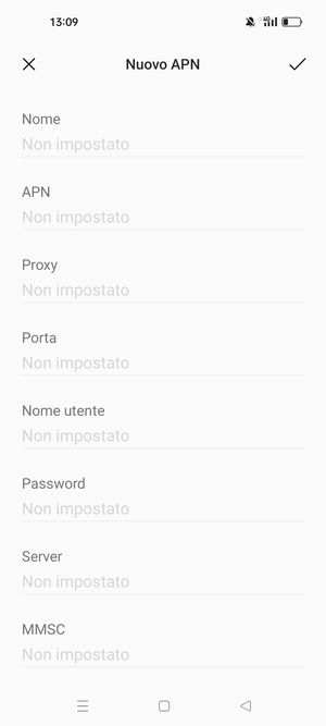 Inserisci le informazioni di Internet