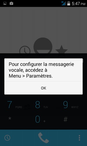 Si votre messagerie vocale n'est pas configurée, sélectionnez OK