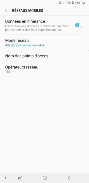 Activer ou désactiver Données en itinérance