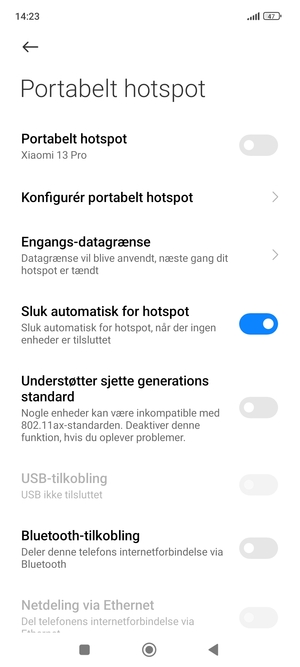Vælg Konfigurér portabelt hotspot
