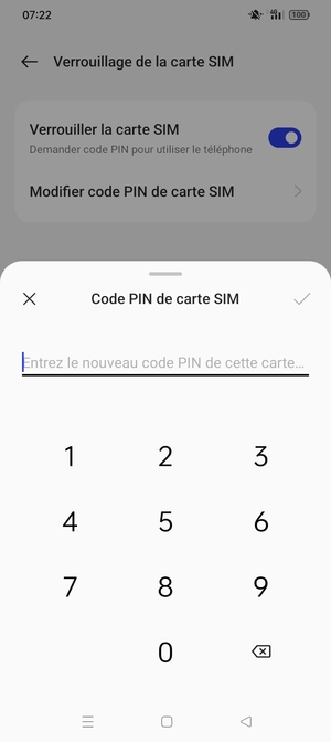 Saisissez votre Nouveau code PIN de carte SIM et sélectionnez OK