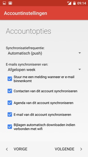 Selecteer VOLGENDE