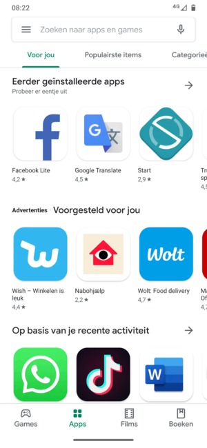 Selecteer de zoekbalk