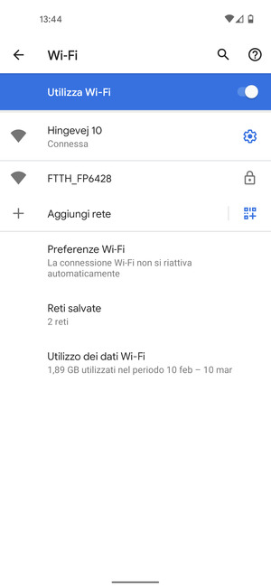Ora sei connesso alla rete Wi-Fi