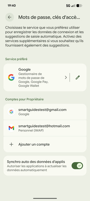 Sélectionnez votre compte Google