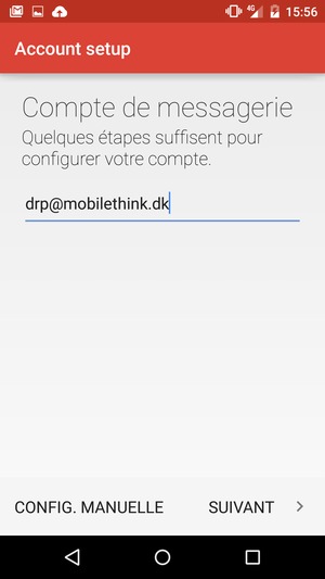 Saisissez votre Adresse e-mail et sélectionnez SUIVANT