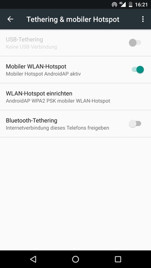 Ihr Handy ist jetzt für die Verwendung als Modem eingerichtet
