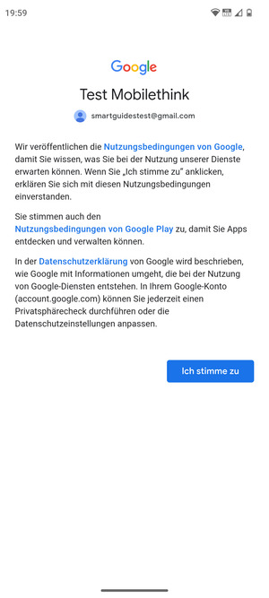 Wählen Sie Ich stimme zu