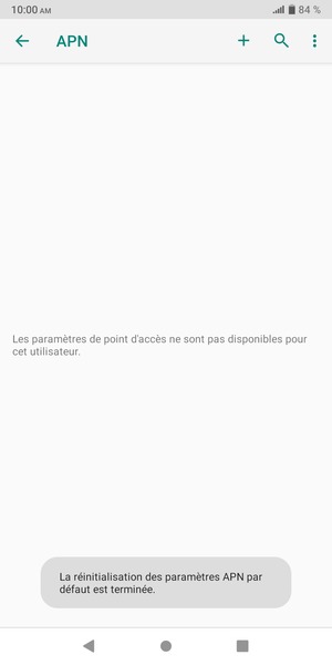Votre téléphone va être réinitialisé avec les paramètres Internet et MMS par défaut