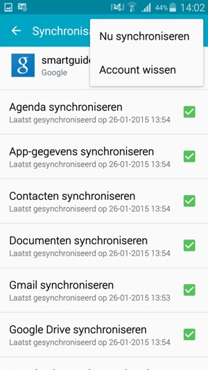 Selecteer Nu synchroniseren