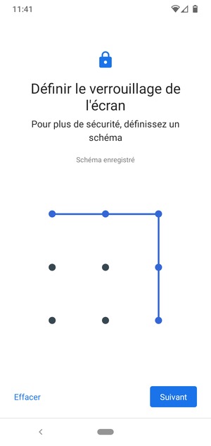 Dessinez un motif de déverrouillage et sélectionnez Suivant