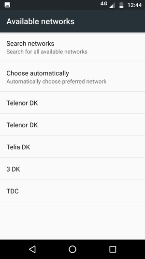Select a network operator from the list