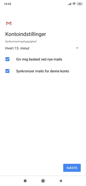 Vælg NÆSTE