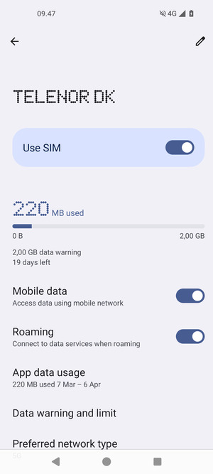 Turn Roaming on or off