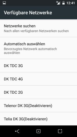 Wählen Sie einen Netzbetreiber von der Liste