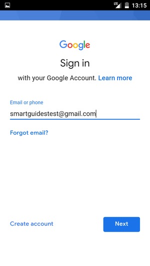 Enter your Gmail address and select Next