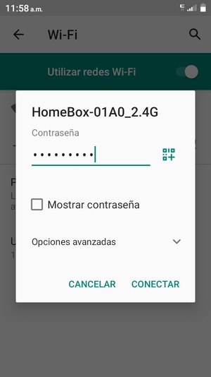 Introduzca la contraseña de Wi-Fi y seleccione CONECTAR