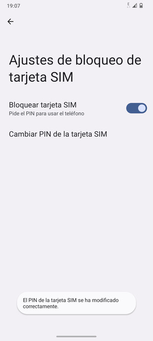 Su PIN de la  tarjeta SIM ha sido cambiado