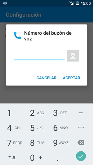 Introduzca el Número del buzón de voz y seleccione ACEPTAR