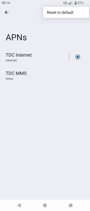 Select Reset to default