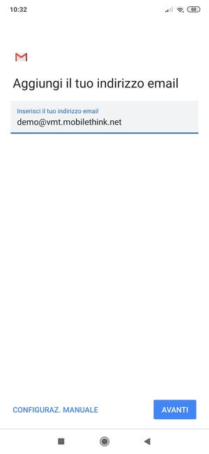 Inserisci il tuo indirizzo email e seleziona AVANTI