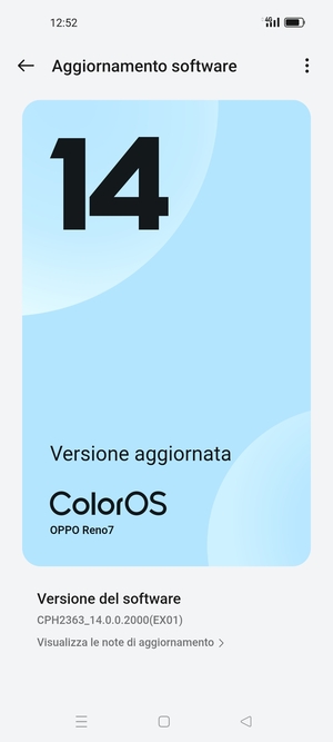 Se il tuo telefono è aggiornato, vedrai la seguente schermata