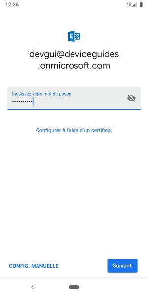 Saisissez votre mot de passe et sélectionnez CONFIG. MANUELLE
