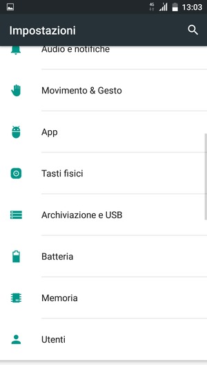 Scorri e seleziona Batteria