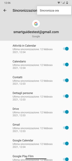 Seleziona Sincronizza ora