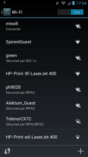Vous êtes maintenant connecté au réseau Wi-Fi