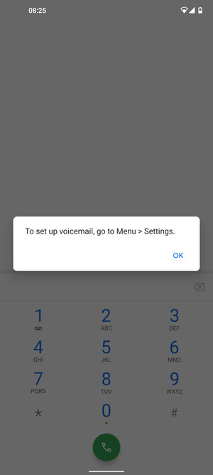 If your voicemail is not set up, select OK