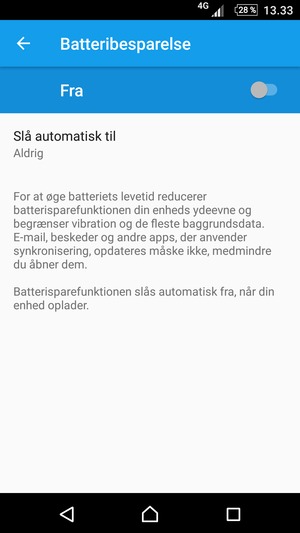 Slå Batteribesparelse til