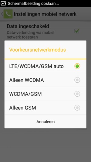 Selecteer Alleen 2G / Alleen GSM om 2G in te schakelen