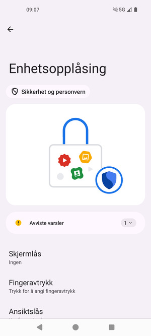 Velg Skjermlås