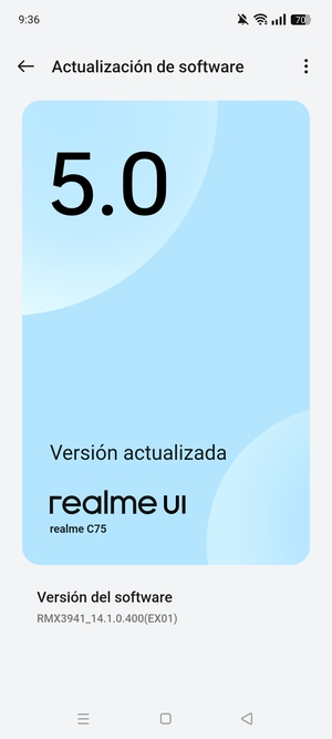 Si su teléfono está actualizado, verá la siguiente pantalla