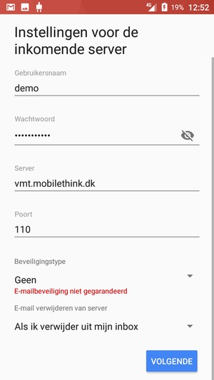 Selecteer VOLGENDE