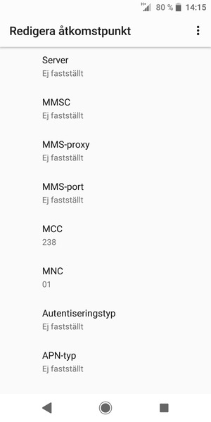 Scrolla ner och ange internetinformation