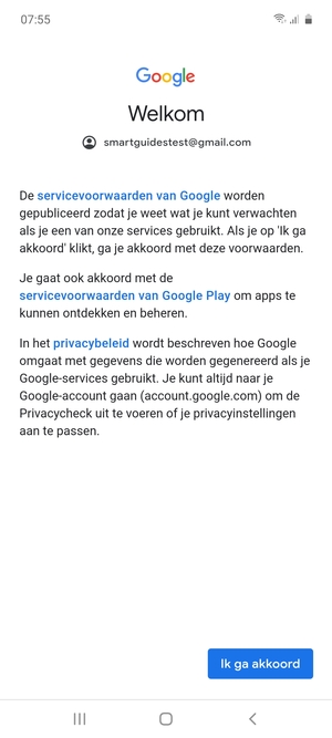 Selecteer Ik ga akkoord