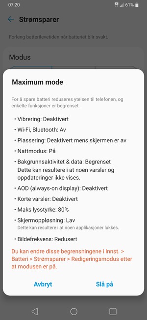 Velg Slå på