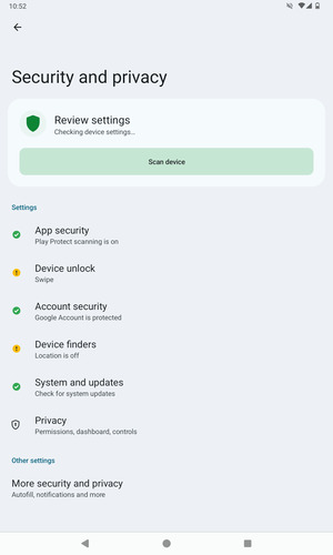 Select More security and privacy